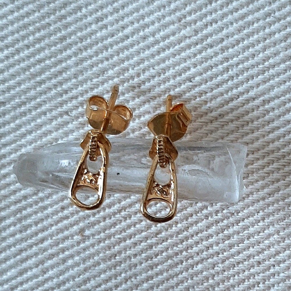 Tiny Zipper Pull Earrings marked KJ